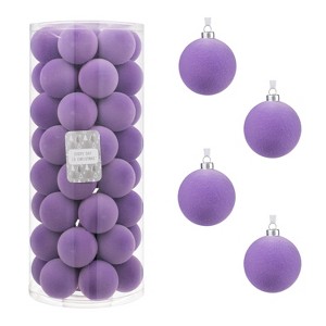 Every Day is Christmas Velvet 50ct 57cm/2.24" Christmas Ornaments, Shatterproof Christmas Tree Ornament Set, Flocking Ball Decorations - 1 of 4