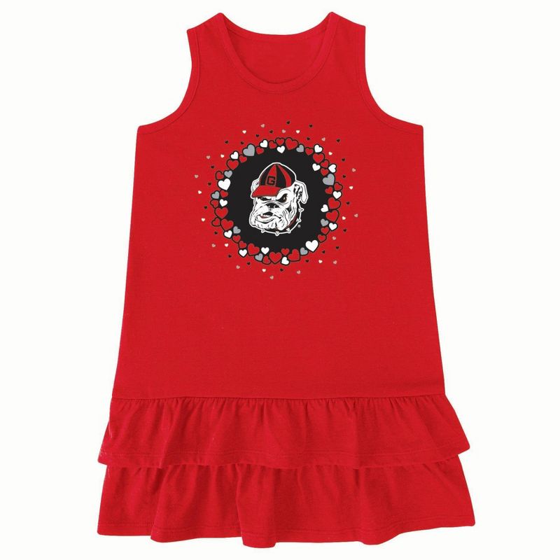 NCAA Georgia Bulldogs Girls&#39; Infant Ruffle Dress, 1 of 4