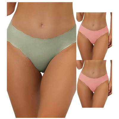 Allegra K Women's Unlined No-Show Stretch Laser Cut Solid Invisible Briefs 3 Packs