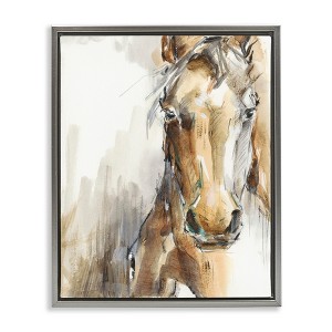 Stupell Industries Abstract Brown Horse Portrait Floating Frame Canvas Art, Gray, 25" x 31" - 1 of 4