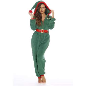 Just Love Womens One Piece Christmas Tree Adult Onesie Faux Sherling Lined  Hoody Xmas Pajamas 6342-10219-l : Target