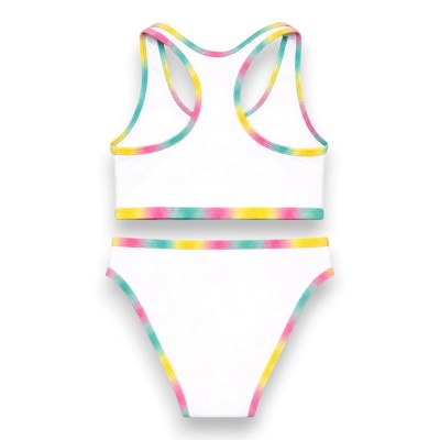 XOXO Little Girls' 2-Piece Foil Print Racer Back Bikini Swim Set, White/Multi Unicorns, 6X — фото 2