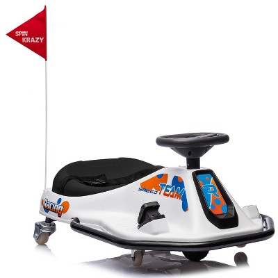 24V Kids Electric Drift Kart, 2-Speed Ride On Car w/360° Spins, Music, Lights, Flags, 5MPH, for Ages 3+