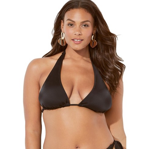 Swimsuits for All Women's Plus Size Elite Triangle Bikini Top - 4, Black