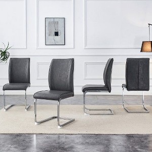 PAGED Simple Dining Chairs,PU Armless Chairs with Metal Legs for Home,Kitchen,Living Room,Restaurant - 1 of 4