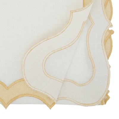 Gold and White Scallop Edge Polyester Table Runner