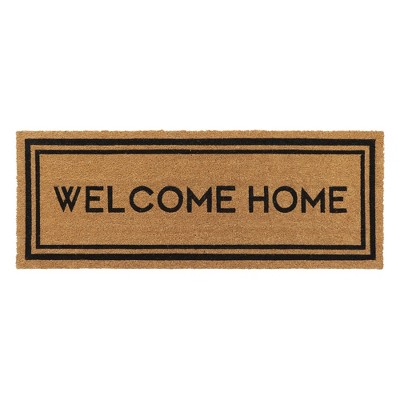 Evideco French Home Goods Welcome Home Coir Doormat - 48"x18" Extra Wide - Durable PVC Backing - Indoor/Outdoor Use - Heavy Duty Pile for Absorbency
