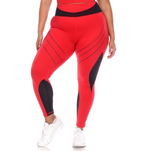 Plus Size High-waist Reflective Piping Fitness Leggings Red 2x - White Mark  : Target