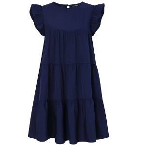 Coolmee Women Summer Mini Dress Casual Ruffle Sleeve Babydoll Dress Beach Loose Flowy Short Sundress - 1 of 4