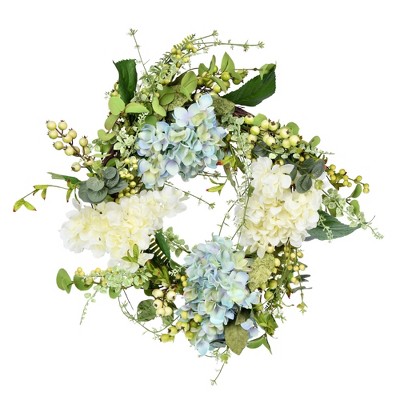 Vickerman 24" Artificial Green Hydrangea Berry Wreath.