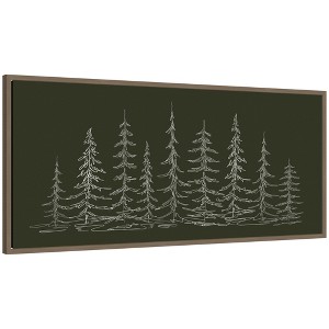 Kate & Laurel All Things Decor Sylvie Framed Canvas Minimalist Evergreen Trees Sketch by the Creative Bunch Studio - 1 of 4