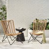 PAGED Set of 2 Rattan Patio Dining Chairs,Modern Outdoor Dining Chairs with Wicker Finish,Armless Wood Chairs Suitable for Patio,Garden - 4 of 4