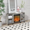 HOMLUX Corner Fireplace TV Stand for TVs up to 55", 4 Open Shelves, Black/Gray/White - 3 of 4