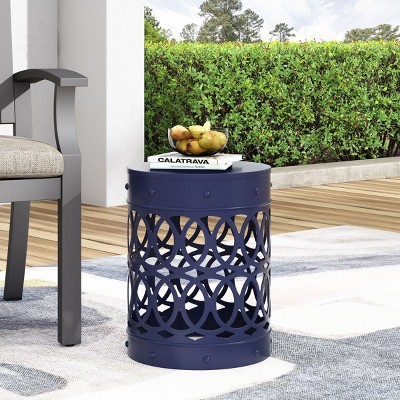 Small Metal Bedside Table,Hollow Side Table,Round Metal Side Table,TV Cabinet Decor Side Table,Iron Accent Tables,Flower Vase Stand-Cuddlewood