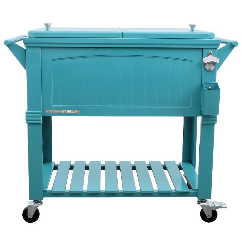 80qt Portable Rolling Patio Cooler with Shelf - Permasteel, 1 of 11