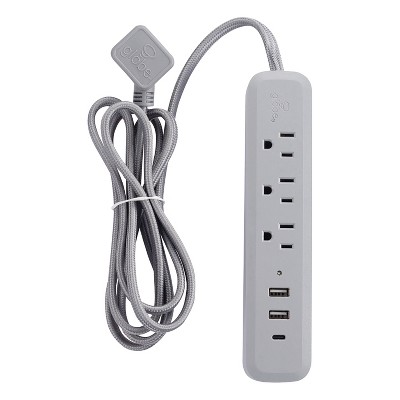 Philips 3-outlet Surge Protector With 1 Ft. Extension Cord, Gray And White  : Target