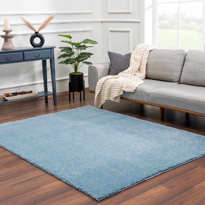 Heavenly Blue Plush Shag Rectangle Rug 7'10" x 10'