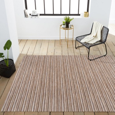 Heathered Stripes Brown/Natural 8' x 10' Synthetic Easy-Care Area Rug