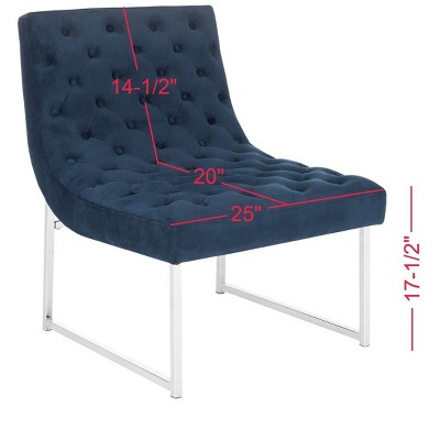 Navy Velvet Spot 25" Metal-Legged Transitional Accent Chair