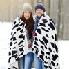 Women's Fuzzy Plush Fleece Full Lined Wrap Sweaters, Adult Wearable Blanket Cape, Super Warm Soft Cozy Gift for her - Catalonia - 3 of 4