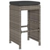 vidaXL High Garden Bar Stools Cushions 2pcs PE Rattan Grey Stool, Outdoor Bar Stool, Bar Chair, Garden Stool - 4 of 4