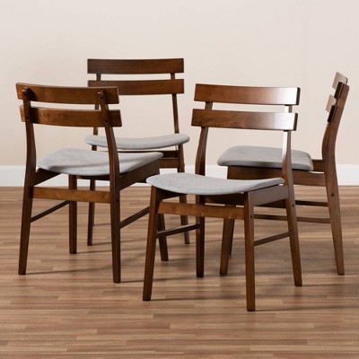 Walnut Brown and Light Grey Upholstered Dining Chair Set