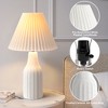 Maxax Ceramic Table Lamp,22.3" Minimalist Cream Base Nightstand Lamp with White Pleated Shade for Living Room, Bedroom - 4 of 4