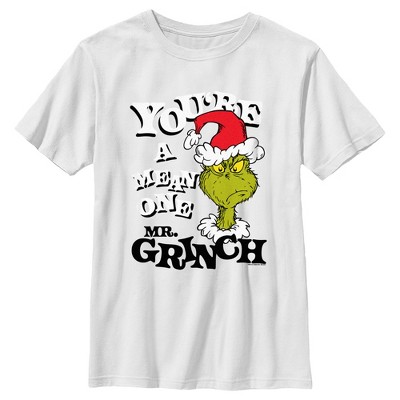 Boy's Dr. Seuss Christmas The Grinch You're A Mean One Portrait T-shirt ...