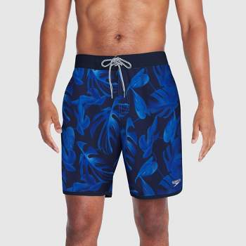 Speedo Men's 7" Tropical Floral Print E-Board Swim Shorts - Blue