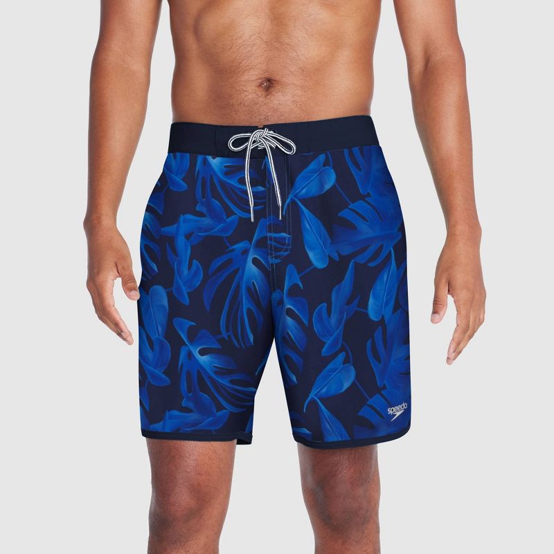 Speedo Men&#39;s 7&#34; Tropical Floral Print E-Board Swim Shorts - Blue, 1 of 4