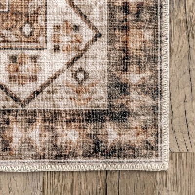 Jessamine Beige Geometric Washable Synthetic Area Rug