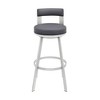 Armen Living 26" Flynn Metal with Faux Leather Swivel Counter Height Barstool Silver/Gray - 3 of 4