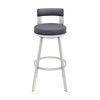 Armen Living 26" Flynn Metal with Faux Leather Swivel Counter Height Barstool Silver/Gray - image 3 of 4