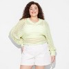 Women's V-Neck Open Work Pullover Sweater - Wild Fable™ - 2 of 3