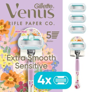 Rifle Paper Co. + Venus Extra Smooth Sensitive Women's Razor Handle, 4 Razor Blade Refills and Shower Holder - 1 of 4