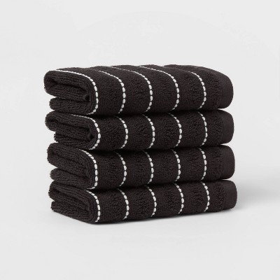 Basics Fade Resistant Cotton Washcloth, 12-Pack, 12 L x 12 W, Black