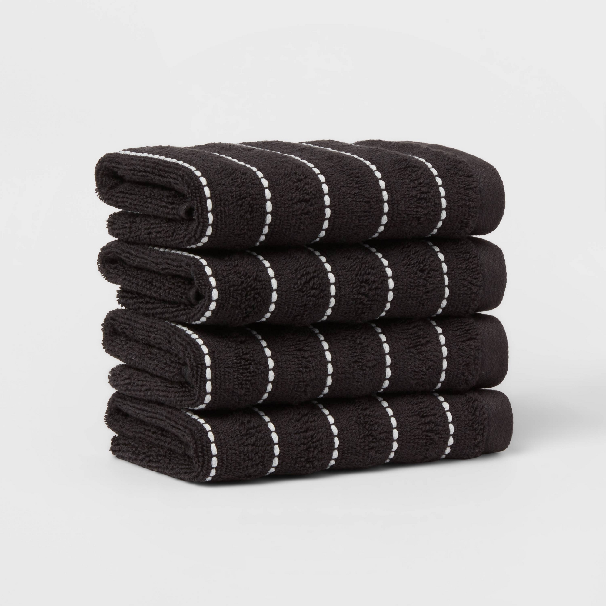 4pc Performance Plus Washcloths Black Striped - Threshold™
