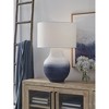 Signature Design by Ashley Dashland Metal Table Lamp, White & Navy Ombre, 20" Wide, Coastal Drum Shade - 2 of 4