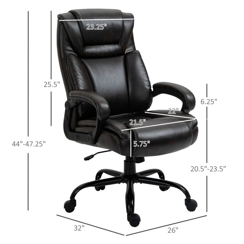 Vinsetto Big and Tall Executive Office Chair 400lbs Computer Desk Chair with High Back PU Leather Ergonomic Upholstery Adjustable Height and Swivel Wheels, 6 of 10