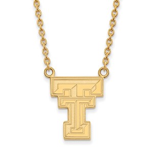 Black Bow Jewelry 14k Yellow Gold Plated Sterling Silver Texas Tech Red Raiders NCAA Necklace 18 Inch - 1 of 4