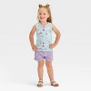 Toddler Girls' Floral Shirt - Cat & Jack™ Turquoise Blue - 3 of 3