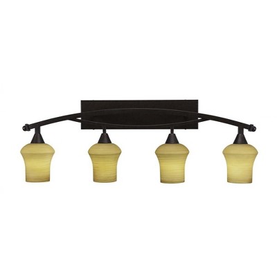 Toltec Lighting Bow 4 - Light Vanity in  Bronze with 5.5" Zilo Cayenne Linen  Shade