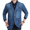 Cloudstyle Mens Casual two Buttons Slim Fit Jacket Lightweight Formal Business Blazer Sport Wathet Coat - 2 of 4