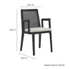 Modway Monarch Dining Armchair – Wood Dining Accent Chair with Cane Back and Upholstered Seat in Black/Ivory - 3 of 4