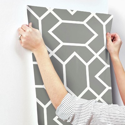 Dark Gray Geometric Vinyl Peel and Stick Wallpaper Roll