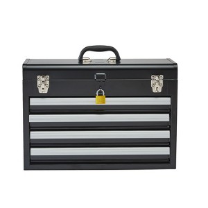 VEVOR Metal Tool Box, 20.5-inch, Portable Metal Tool Box with 4 Drawers, Small Tool Chest with EVA Liners, Ball Bearing Slide Drawers Locking, Black - 1 of 4