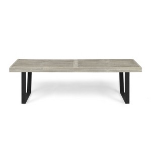 Kumasinova 61.7" Slatted Dining Bench,Farmhouse Kitchen Table Bench,Premium Acacia Wood Entryway Bench with Metal Legs,250lbs Capacity - 1 of 4