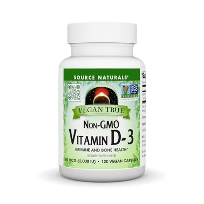 Vegan True Non-GMO Vitamin D-3 2,000 IU by Source Naturals, Inc.  -  120 VegCap