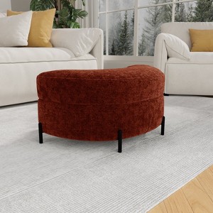 Mlmh & Kngwa 33.9" W Half-Moon Storage Ottoman Bench With Metal Legs - 1 of 4