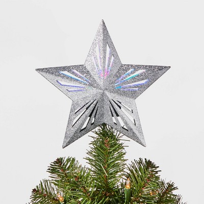 10" 3 LED Light Star Christmas Tree Topper Silver - Wondershop™